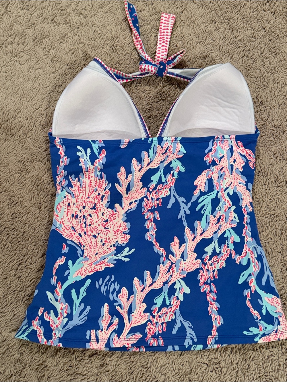 Lilly Pulitzer two-piece tankini swimsuit top and sarong bikini bottom 10 blue - Picture 4 of 4